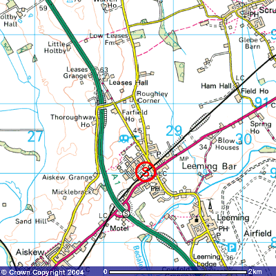 location map of Leeming Bar station